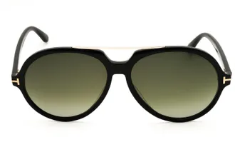 Tom Ford FT1210 Gradient Smoke Aviator Sunglasses - Black