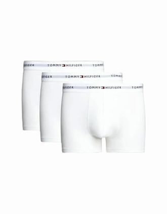 Tommy Hilfiger Mens Tommy Hilfiger 3-Pack Signature Cotton Boxer Trunks, White - Size: 37/36/32