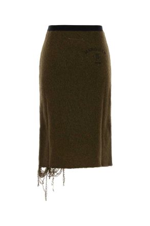Maison Margiela Womens Mud Wool Blend Skirt 727s Gonne