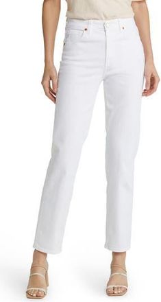 AG - Adriano Goldschmied Saige High Waist Straight Leg Jeans in Authentic White at Nordstrom Rack, Size 32