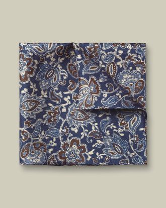 CHARLES TYRWHITT Silk Floral Pocket Square - Heather Blue Size OSFA by Charles Tyrwhitt