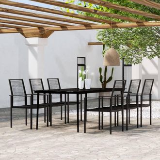 vidaXL Juego De Comedor De Jard&iacute;n 7 Piezas Negro Vidaxl