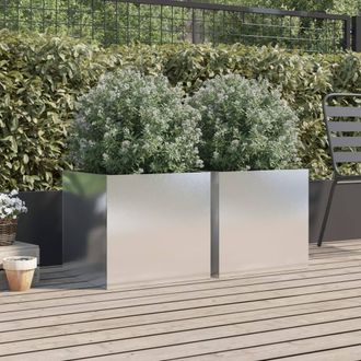 Berkfield Home Planters 2 pcs Silver 49x47x46 cm Stainless Steel | Size: 49 x 47 x 46 cm