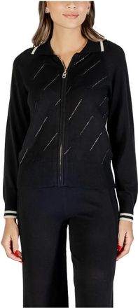 Liu Jo Vest met rits en sprankelende details - Dames - Vesten - Zwart - L - Polyester - Truien & Vesten