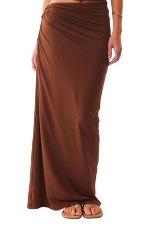 SNDYS Amabel Asymmetric Waist Maxi Skirt in Mocha at Nordstrom, Size X-Small