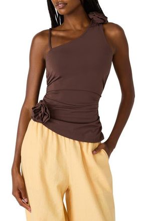 Steve Madden Hadleigh Asymmetric Ruched Tank in Walnut at Nordstrom, Size X-Small
