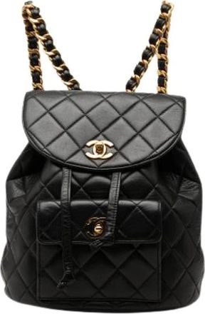 Chanel Pre-owned Duma Rugzak - Dames - Vintage Rugzakken - Zwart - ONE Size - Leer - Vintage