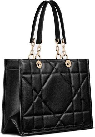 Dior Womens Quilted Leather Shoulder Bag Black With Suede