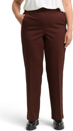 Tom Tailor Bundfaltenhose TOM TAILOR PLUS, Damen, Gr. 44, N-Gr, schwarz pecan braun, Web, Obermaterial: 56% Viskose, 40% Polyester, 4% Elasthan. Futter: 100% Pol