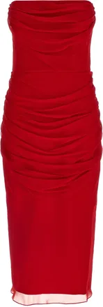 Carolina Herrera Multicolor Silk Midi Womens Dress