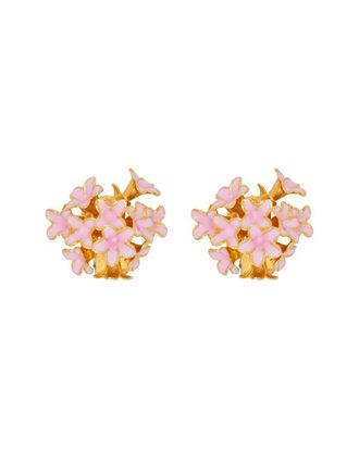 Oscar De La Renta Oscar De La Renta Enamel Bouquet Of Flowers Button Earrings