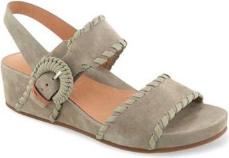 Gentle Souls Gayle Slingback Wedge Sandal in Silver Sage Suede at Nordstrom, Size 6.5