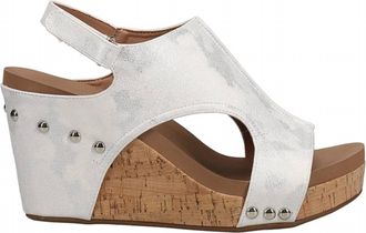 Corkys Footwear Womens Tiffanee Wedge Sandals In White Metallic