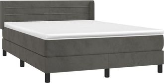 vidaXL Cama Box Spring Con Colch&oacute;n Terciopelo Gris Oscuro 140x190 Cm Vidaxl