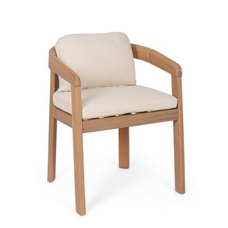Konte Design Juego de 2 sillas con reposabrazos de madera y beige