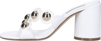 Casadei Leren muiltjes met studs - Dames - Muiltjes - Wit - 37 EU - Leer - Schoenen