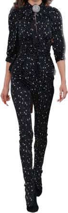 Balenciaga Runway Black Spandex Sparkle Print Top & Pants Size XS