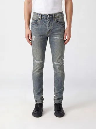 Purple Jeans P001 slim fit in denim stretch con dettagli effetto usurato