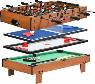Costway Costway - Tavolo Multigioco Gioco Multifunzione 4 in 1- Calcio Barilla, Biliardo, Ping Pong, Hockey, per Adulti e Bambini