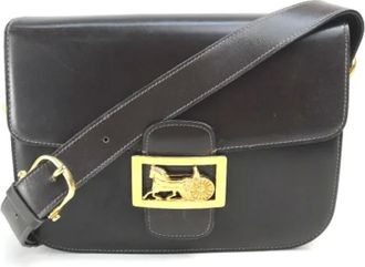 Celine Pre-owned Cross Body Bags, female, Brown, Size: ONE SIZE Pre-owned Leather shoulder-bags