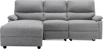 VENTE-UNIQUE.COM Sof&aacute; rinconera poli&eacute;ster 4 plazas gris claro 234x170cm