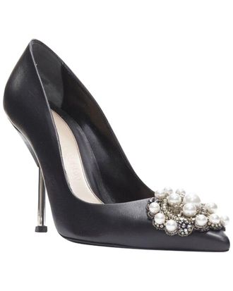 Alexander McQueen Alexander Mcqueen Womens Leather Pearl Metal Embellished Stiletto Pump (Authentic Pre-Loved)