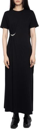 Zadig&Voltaire Raja Wings Midi Dress in Black at Nordstrom, Size X-Small