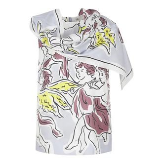 Tory Burch Tory Burch, Blouses, female, Multicolor, Size: 2XS Printed Silk Cape Top