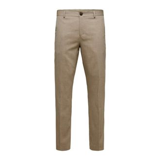 Selected Heren, Broeken, Beige, Maat: 2XL Wol