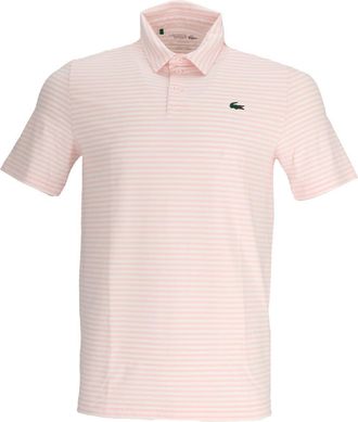 Lacoste Mens Crocodile Logo Collared Polo Shirt in Flam/Wht - Pink - Size Medium