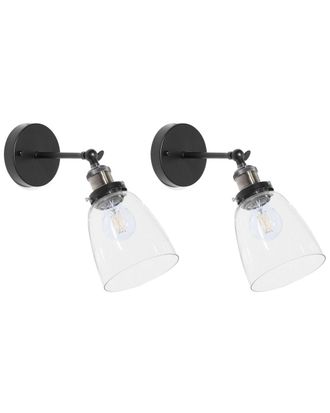 Beliani L&aacute;mpara de pared de metal negro