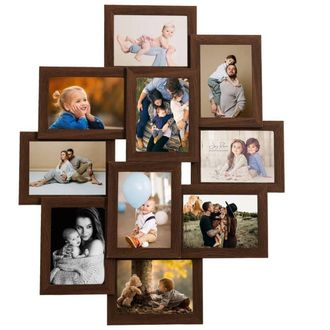 Berkfield Home Collage Photo Frame for 10x(13x18 cm) Picture Dark Brown MDF | Size: 13x18 cm