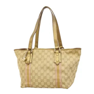 Gucci Beige Gold Canvas Tote Bag (Pre-Owned)