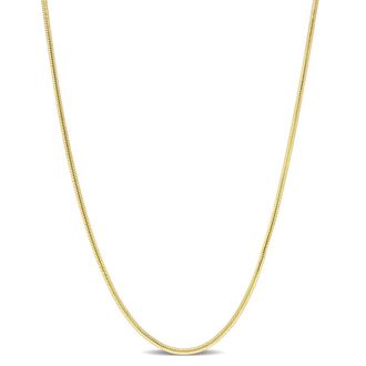 Amour 1.2mm Snake Chain Necklace In Yellow Plated Sterling Silver, 18 In