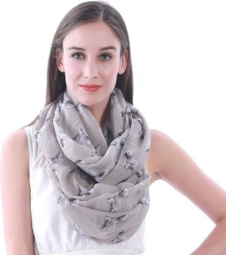 Lina & Lily West Highland White Terrier Dog Print Womens Infinity Scarf Snood Lightweight (Khaki)