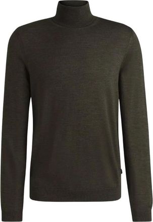 HUGO BOSS Musso-P Trui met col - Heren - Coltruien - Groen - L - Wol - Truien & Vesten