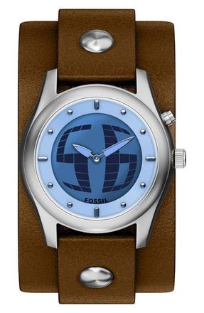 Fossil Archival Big Tic Anadigi Leather Strap Watch, 40mm in Brown at Nordstrom