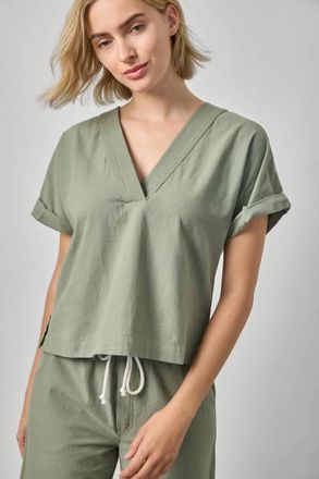 Lilla P Boxy Popover Dolman Top In Sage