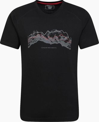 Mountain Warehouse Mens Mountain Warehouse Mens Tech Mountains Organic T-Shirt - Black - Size: 34