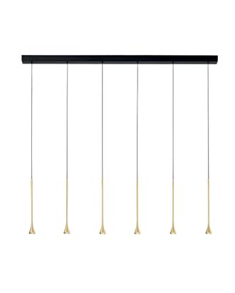 Fabas Luce Lampada A Sospensione Susa Led 30w 2790lm 3000k Dimmerabile A Taglio Di Fase, Struttura Metallo Nero E Ottone Satinato - Susa