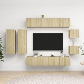 vidaXL Vidaxl - Set De Muebles Sal&oacute;n Tv 8 Pzas Madera Ingenier&iacute;a Roble Sonoma