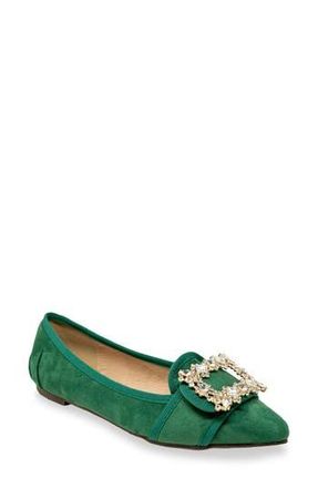 Chase + Chloe by Intouch Footwear Embellished Pointed Toe Flat in Emerald at Nordstrom Rack, Size 7.5