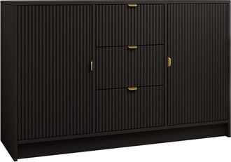 Mirjan24 C&oacute;moda Comfivo Papilio, Negro, Con Cajones Y Puertas, N&uacute;mero De Cajones: 3, 75x118x40cm