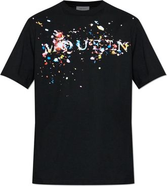 Alexander McQueen Confetti Logo T-Shirt - Heren - T-shirts - Zwart - L - Katoen - Tops
