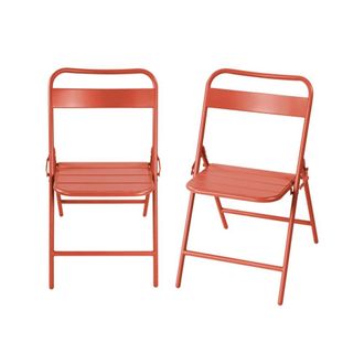 Sweeek Silla de jard&iacute;n bistr&oacute; plegable de acero, set de 2, terracotta