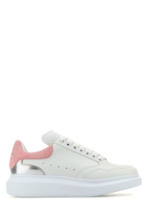 Alexander McQueen White Leather Sneakers With Pink Suede Heel