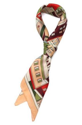 Kate Spade New York park scene silk square scarf in Multi Beige at Nordstrom Rack