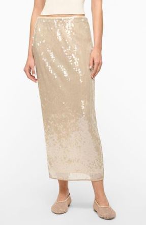 Staud Casey Sequin Skirt in Moon at Nordstrom Rack, Size 10