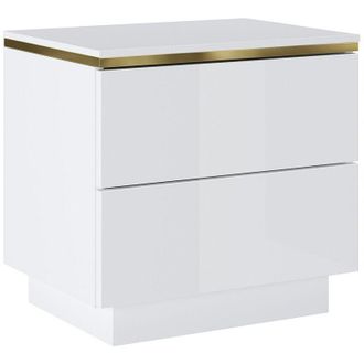Vente-Unique Pascal Morabito - Comodino con 2 cassetti Bianco brillante e Dorato - vukia di