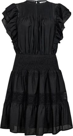 Co'Couture Kleedjes, Dames, Zwart, S, Leer, Jurk met ruches en plooien